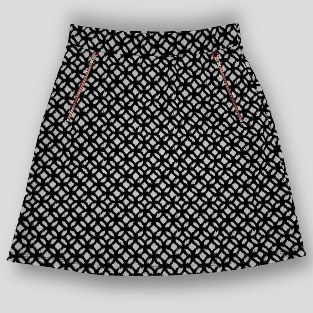 Le Lis Womens Maura Pull On A Line Skirt Black White Geometric Print Medium